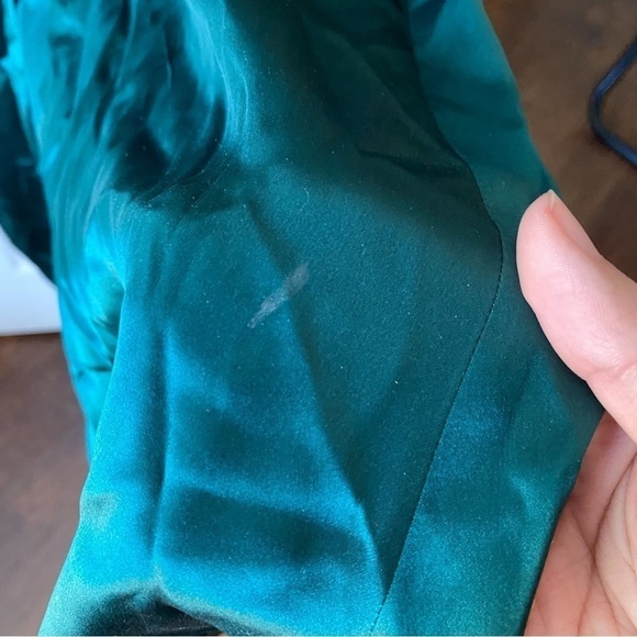 Reformation Dress Cameron Long Sleeve Silk Slit Midi Wedding Emerald 12 GUC - Picture 3 of 8